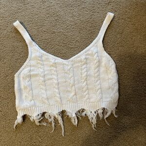 White Cable Knit Crop Top